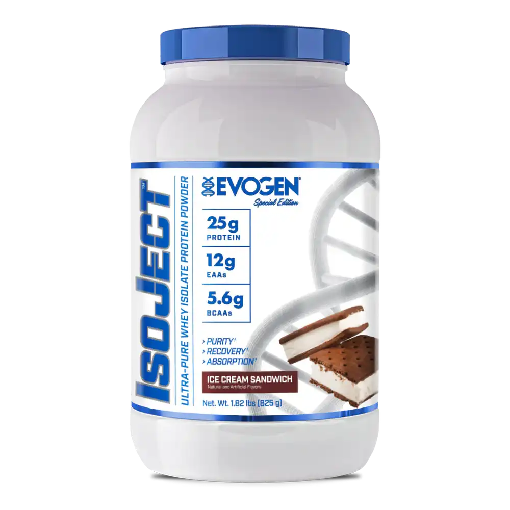 Proteína Evogen IsoJect Whey Isolatada Ultra-Pura 1.89 lbs Sabor Ice Cream Sandwich.
