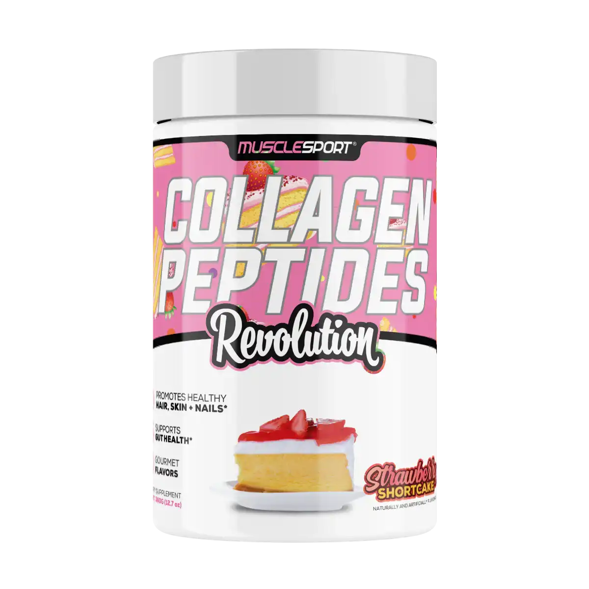 Péptidos de Colágeno MuscleSport Her Series 360g Sabor Strawberry Shortcake.