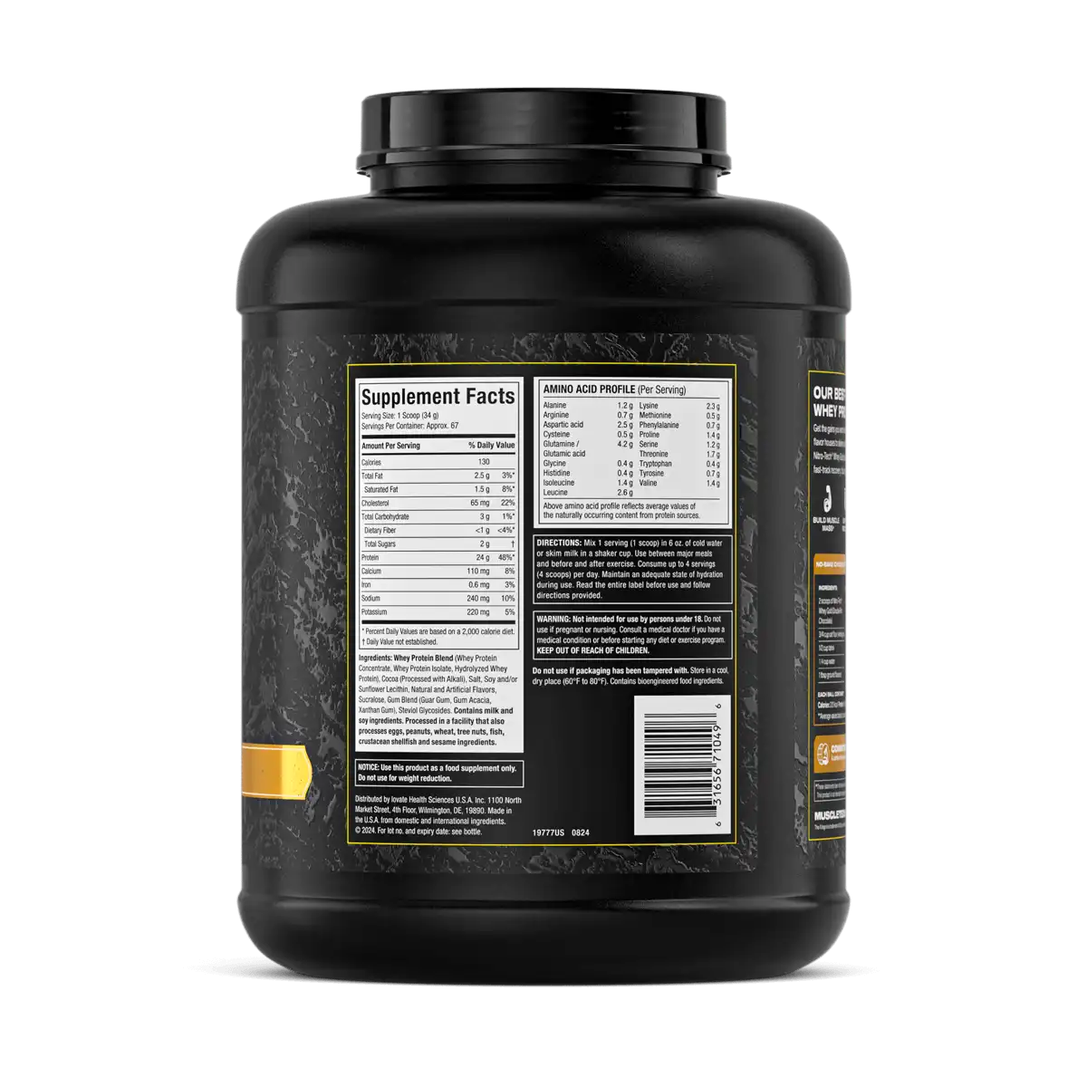Proteína Muscletech Nitro Tech 100% Whey Gold 5.00 lbs Sabor Double Rich Chocolate.