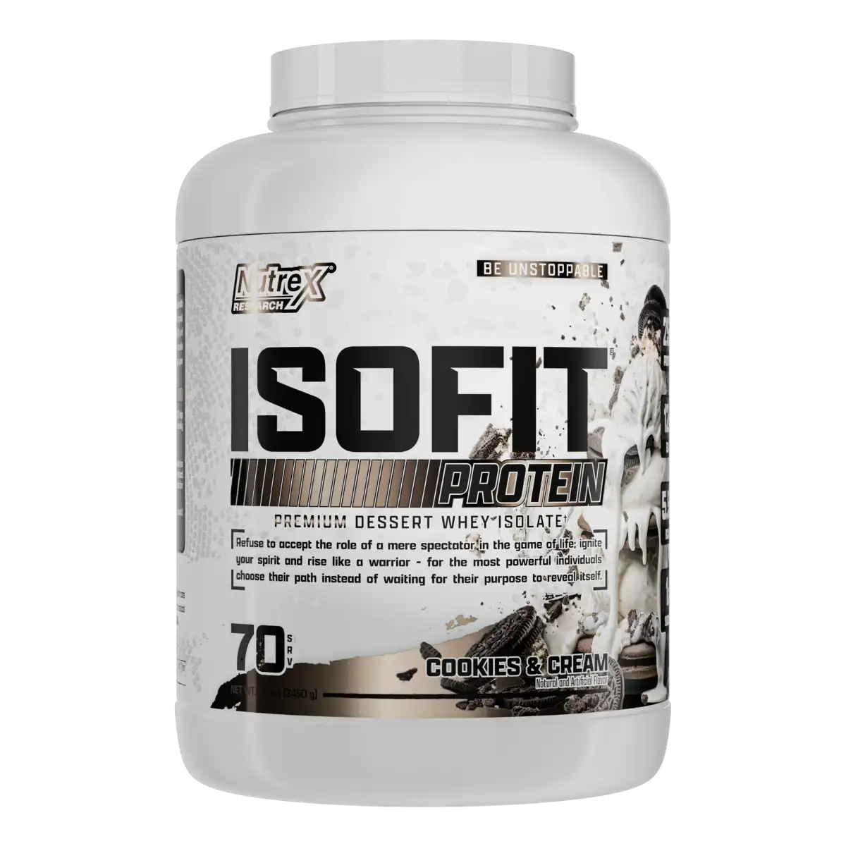 Proteína Nutrex IsoFit Isolatada Premium 5.4 lbs Sabor Cookies and Cream.