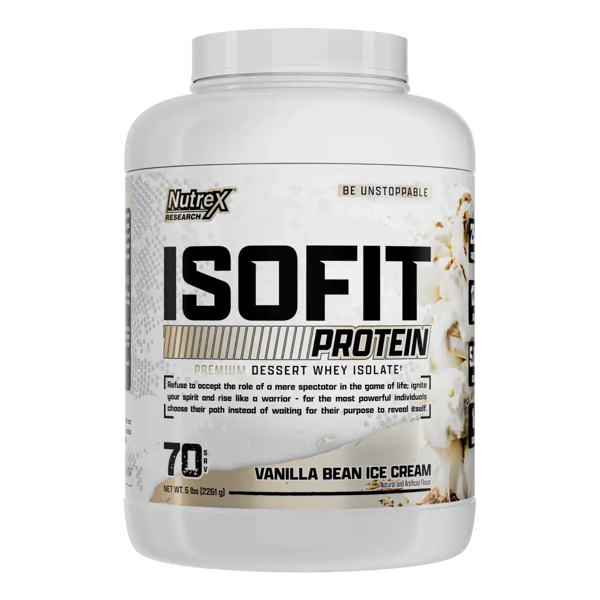 Proteína Nutrex IsoFit Isolatada Premium 5 lbs Sabor Vanilla Bean Ice Cream.