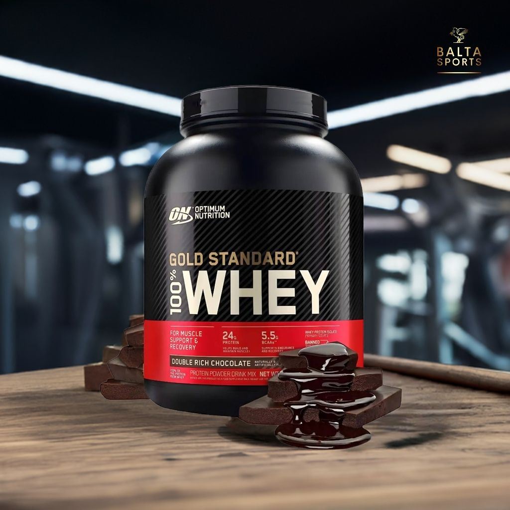 Proteína Optimum Nutrition Gold Standard 100% Whey 5 lbs Sabor Double Rich Chocolate.