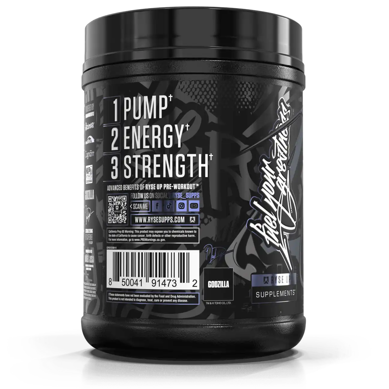 Pre Entreno Ryse Godzilla 40 Servicios 772g Sabor Blue Raspberry.