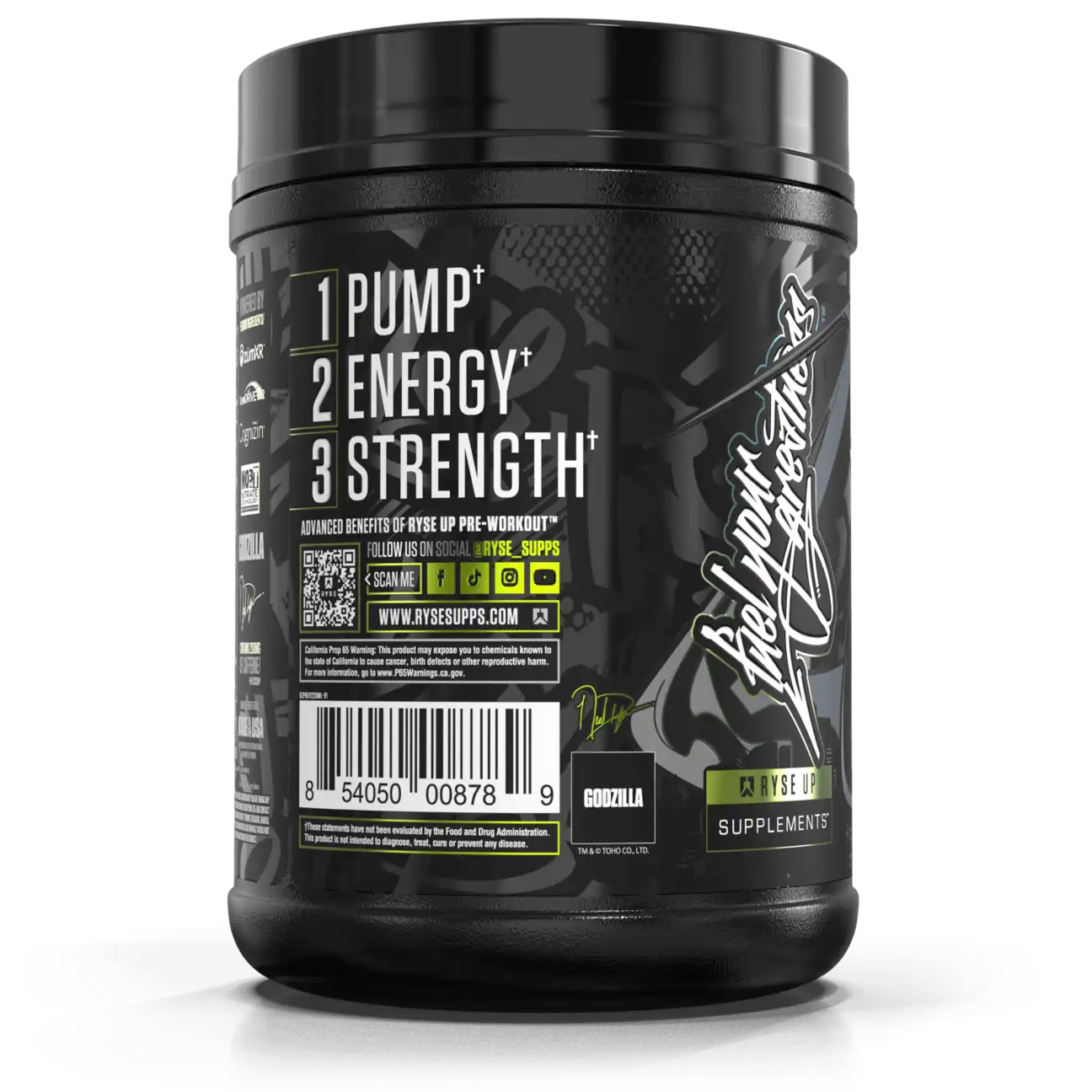 Pre Entreno Ryse Godzilla 40 Servicios 768g Sabor Monsterberry Lime.
