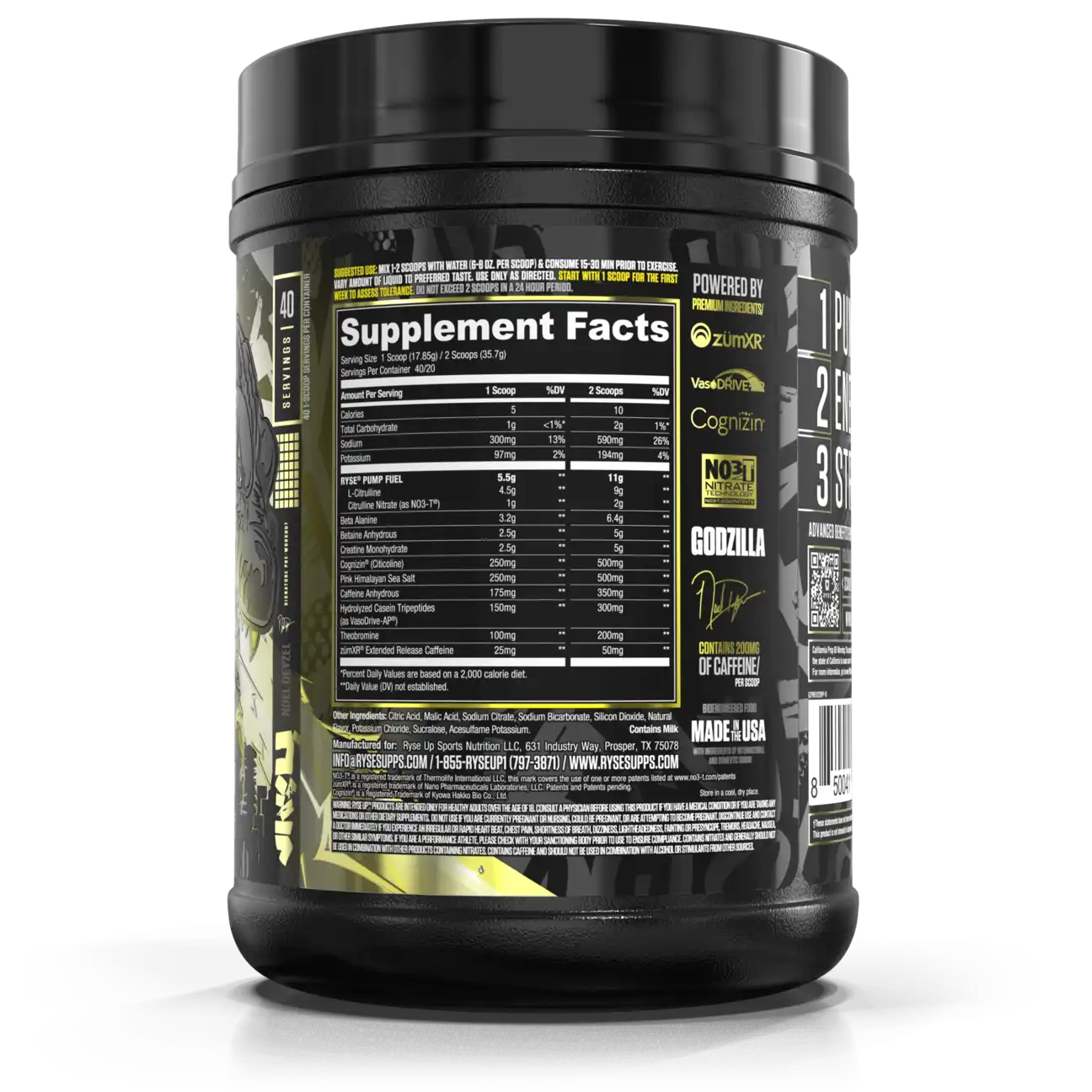 Pre Entreno Ryse Godzilla 40 Servicios 714g Sabor Passion Pineapple.
