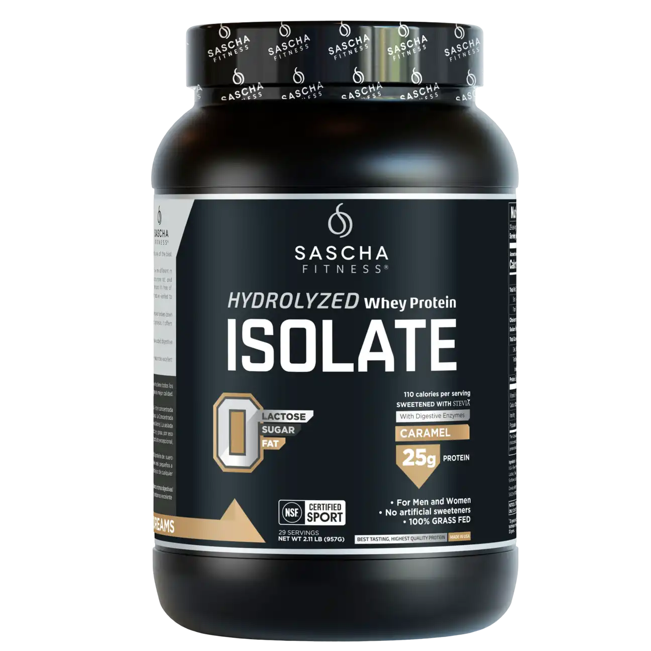 Proteína Sascha Fitness Whey Hidrolizada Isolatada 2 lbs Sabor Caramel