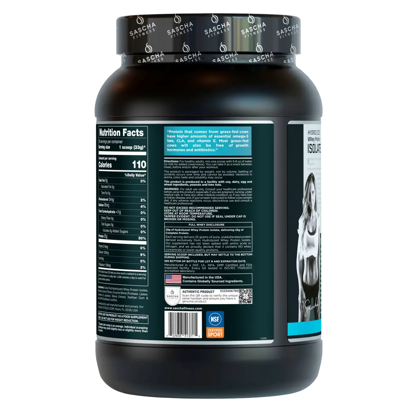 Proteína Sascha Fitness Whey Hidrolizada Isolatada 2 lbs Sabor Coconut