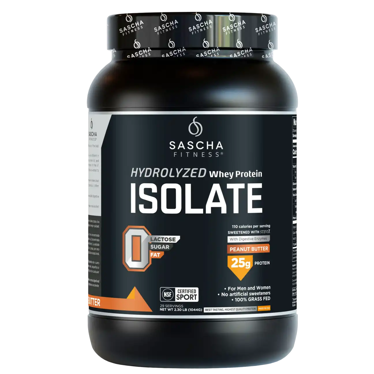 Proteína Sascha Fitness Whey Hidrolizada Isolatada 2 lbs Sabor Peanut Butter